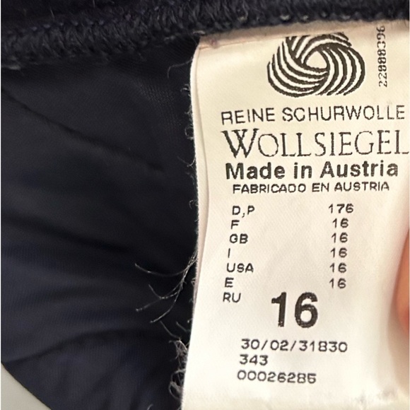 [16] Giesswein Austria Navy Blue Quilted 100% Pure New Wool Zippered Vest Women - Picture 11 of 12